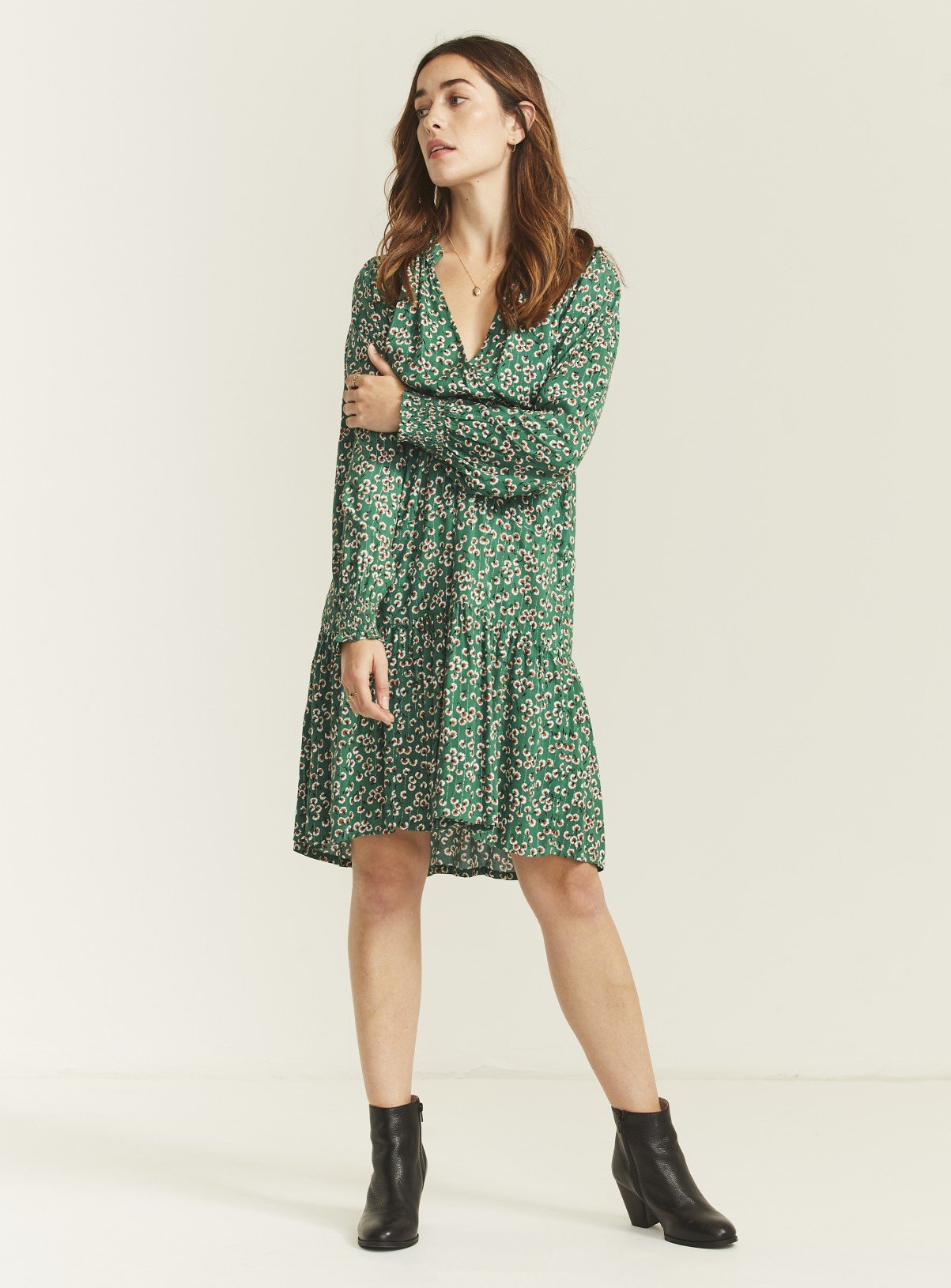 Womens FATFACE Green Ditsy Floral Dress ...